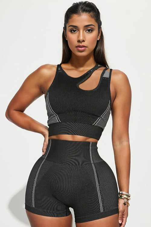 Strappy Mix Cutout Gym Set - Active Chic