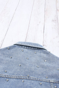 Mist Blue Rhinestone Denim Jacket: Sparkle On!