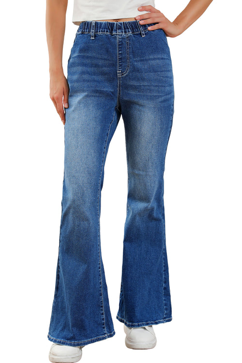 Blue Elastic Flare Jeans: Trendy & Comfortable