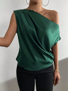 Effortlessly Stylish Ruched Single Shoulder Blouse! 🌟