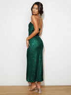 Elegant Sequin Tube Dress with Cutout Detail