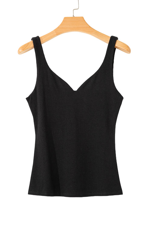 Sizzle Ribbed V-Neck Sleeveless Top: Curve Embrace