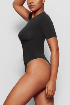 Elegant Black High Cut Bodysuit