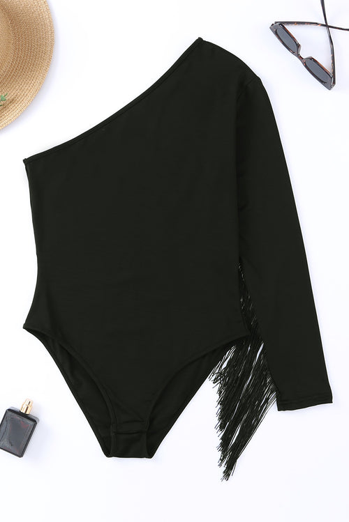 Cowgirl Fringed One Shoulder Bodysuit