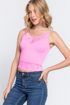 Vibe Lace Ribbed V-Neck Cami: Elevate Outfits