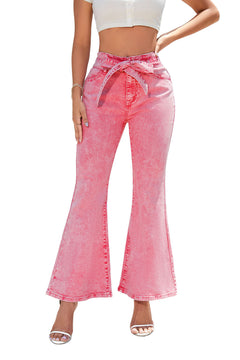 Pink Flare Leg Front Knot Jeans: Feel Fabulous! 💖