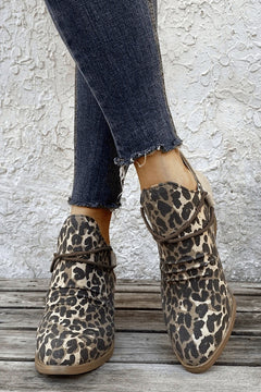 Leopard Elegance: Luxe Patchwork Heel Booties