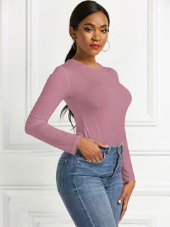 Elegant Round Neck Long Sleeve Bodysuit