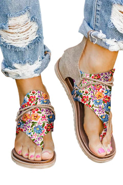 Blossom Enchantment: Opulent Floral Zip Sandals