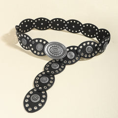 Chic Oval PU Belt: A Gentle Waist Adornment.