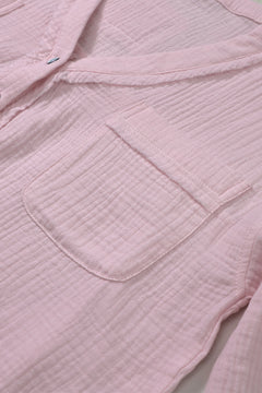 Go Retro Chic in Pink Crinkle Henley