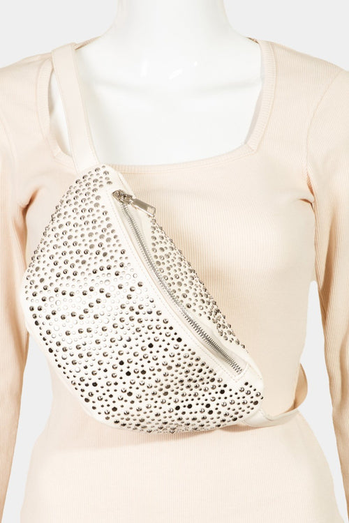 Fame Studded Crossbody Bag: An Intricate Elegance.