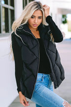 Stay Cozy & Stylish in Hooded Vest: Black