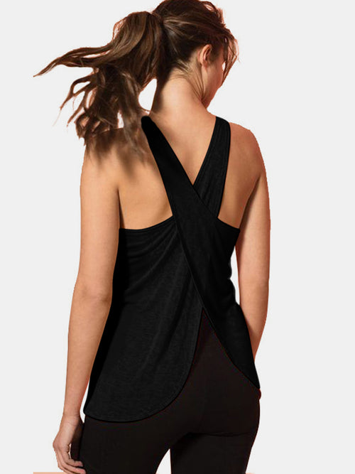 Luxurious Crisscross Scoop Neck Tank by {BrandName}