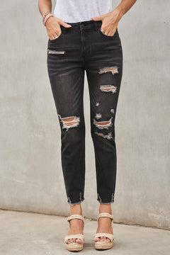 Comfy Cool Black Distressed Boyfriend Denim Pants!