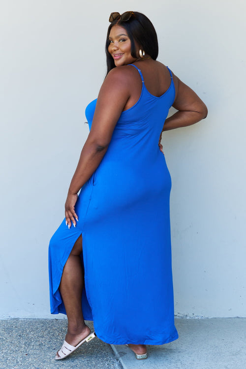 Elegant Royal Blue Maxi Dress with Slit