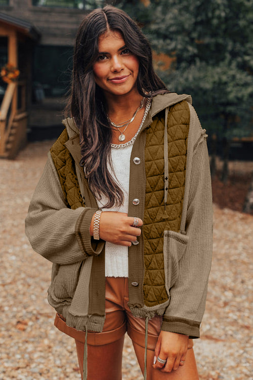 Beige Patchwork Dreams Hooded Jacket