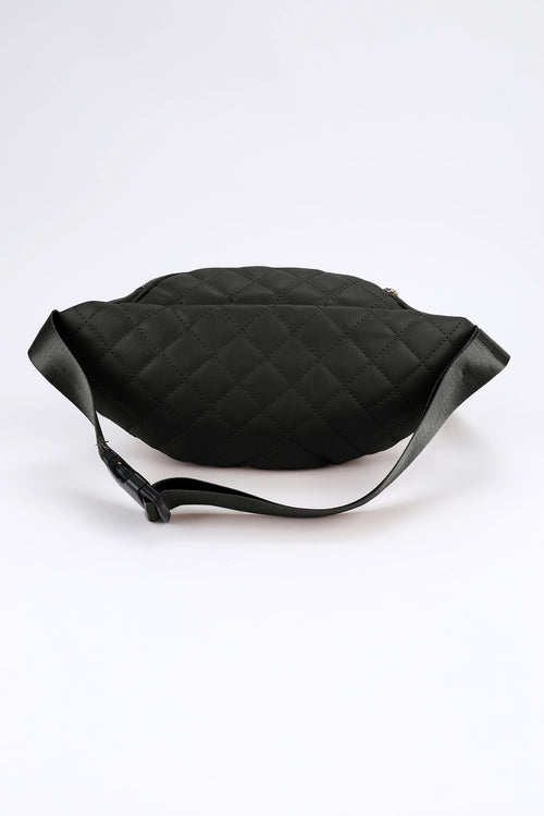 Black Rhombus Pattern Waist Bag: A Noble Accessory