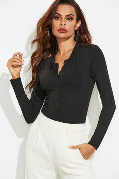 Sophistication Defined: Button Neck Bodysuit