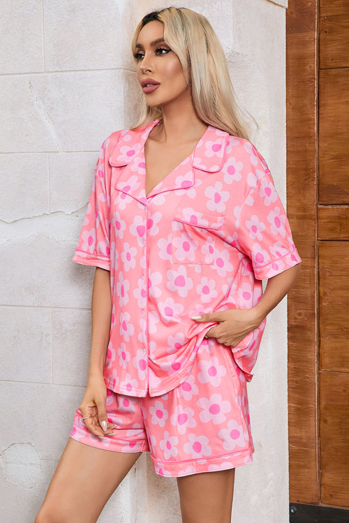 Pink Floral Dream Short Sleeve Pajama Set