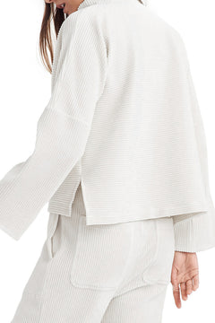 Chic Snow White Dreamy Ribbed High Neck Top