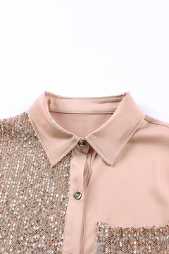 Khaki Sequin Shirt Dress: Pure Elegance