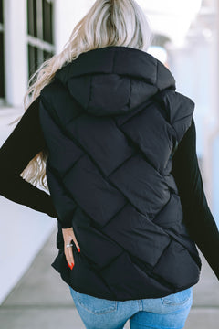 Stay Cozy & Stylish in Hooded Vest: Black