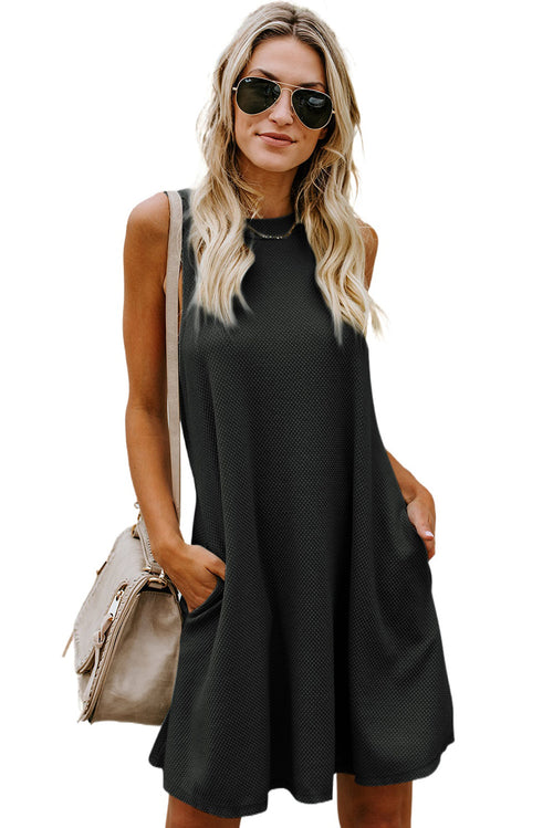 Gray Crisscross Cut-out Back Knit Sleeveless Dress