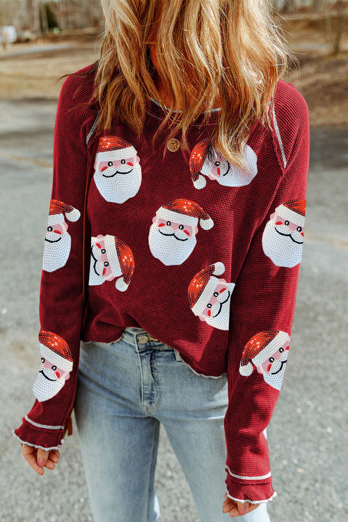 Sparkly Santa Sequin Long Sleeve Top