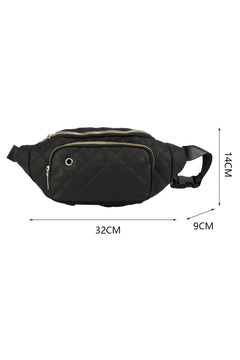 Black Rhombus Pattern Waist Bag: A Noble Accessory