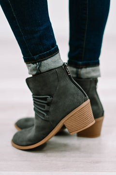 Sumptuous Dark Grey Criss Cross Heeled Boots