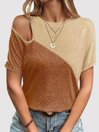 Elegant Comfort: Comfy Contrast Round Neck Tee