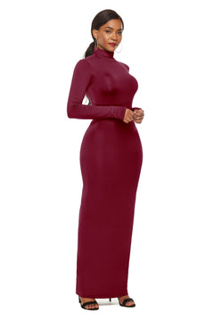 Elegant Maxi Dress with Mock Neck Sophistication