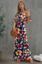 Elegant Floral Off-Shoulder Maxi Dress