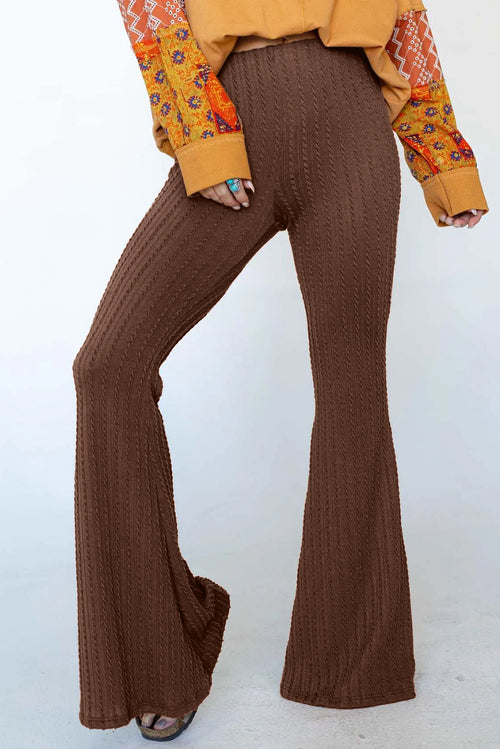 Retro Chic Coffee Flare Pants: Timeless Comfort!