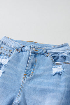 Sky Blue Distressed High Waist Jeans: Stylish!