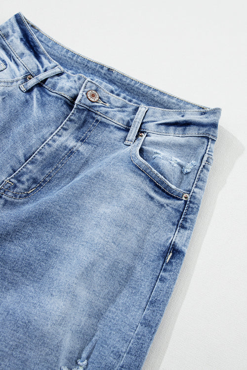 Comfy Distressed High Rise Jeans: Playful Denim