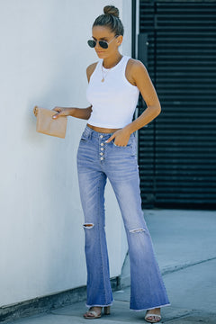 Sky Blue Retro Bell Bottom Denims