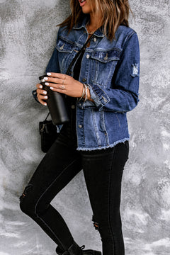 Blue Distressed Denim Jacket: Elevate Your Style!