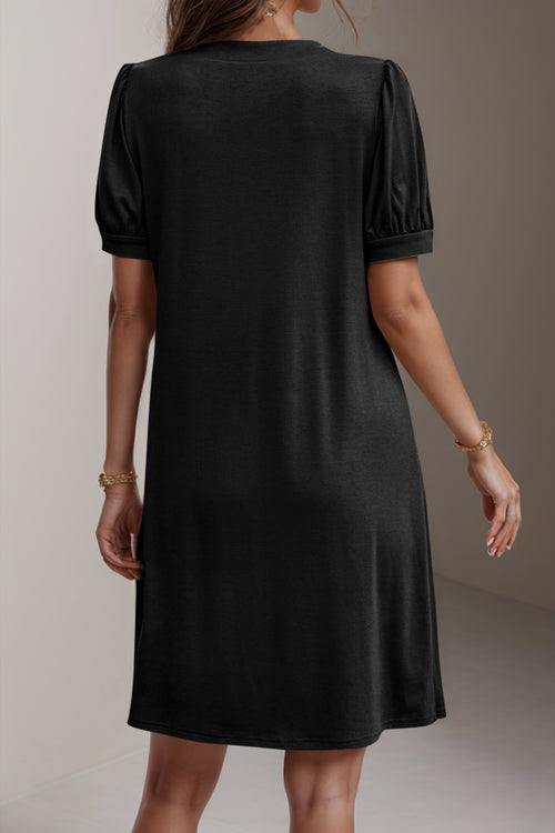 Sophisticated Pin-Tuck Notched Midi Dress