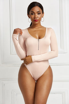 Elegant Sheer Zip Bodysuit: Luxury Redefined