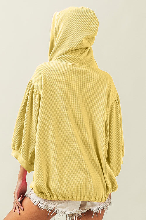 Luxurious Waffle-Knit Hooded Top by BiBi