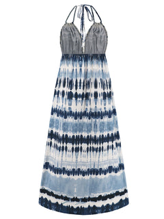 Tie-Dye Elegance: Halter Neck Dress