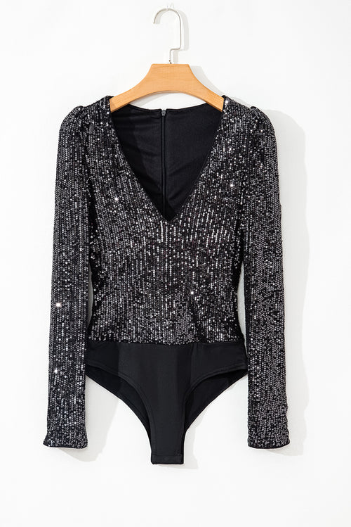 Sparkling V Neck Bodysuit: Party Ready!