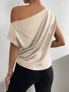 Effortlessly Stylish Ruched Single Shoulder Blouse! 🌟