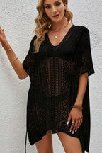 Whispering Lace Elegance: Mystical V-Neck Cover-Up