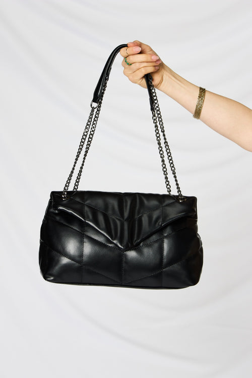 The Elegant Faux Leather Chain Handbag