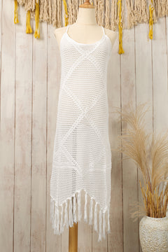 Enchanted Sea Breeze Tassel Dress: Whispering Waves.