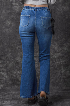 Blue Elastic Flare Jeans: Trendy & Comfortable