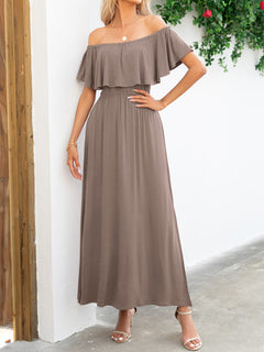 Elegant Off-Shoulder Slit Maxi Dress